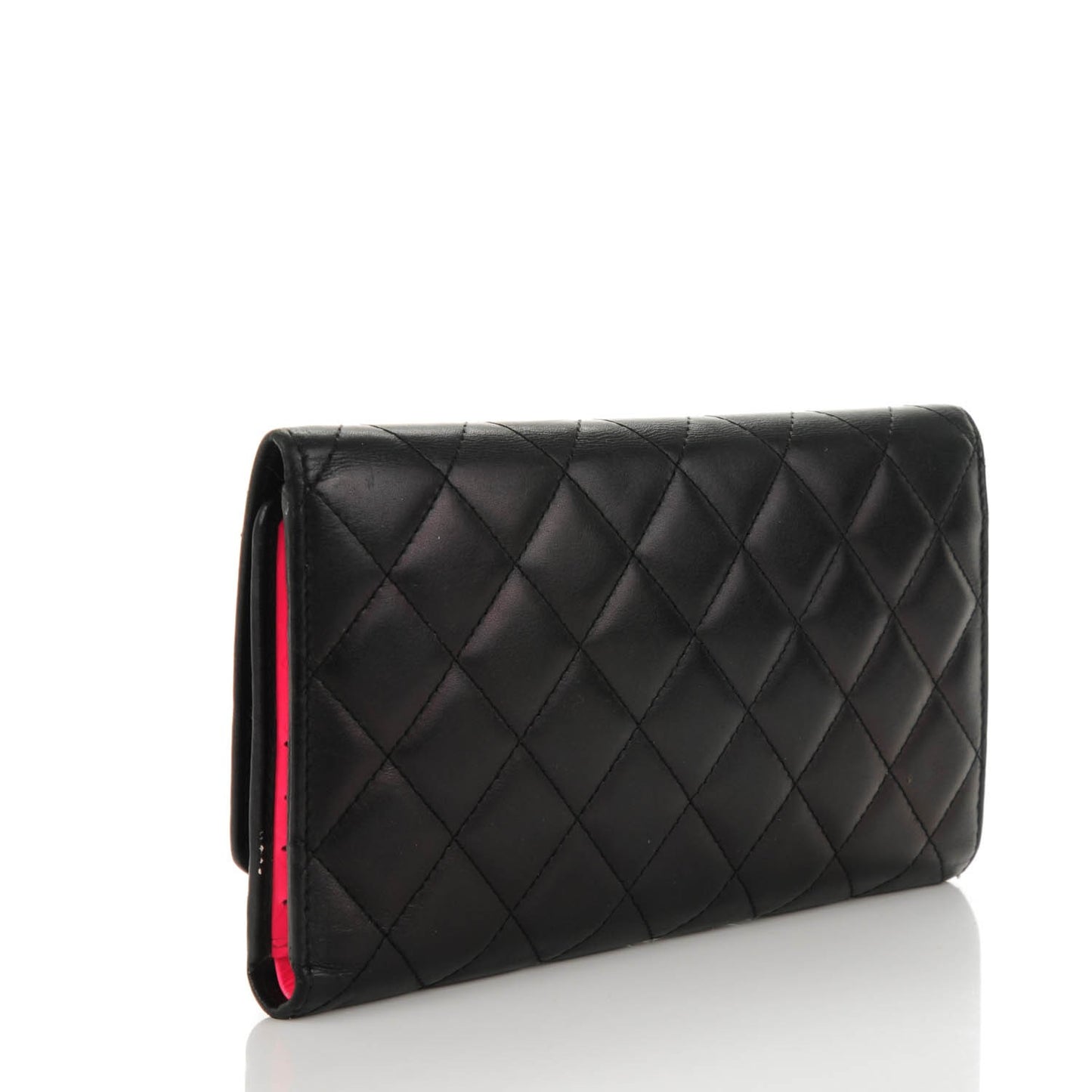 Calfskin Quilted Cambon Flap Wallet Black