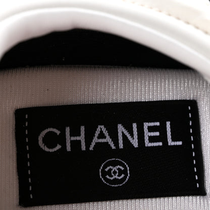 Chanel Fabric Embossed Suede Calfskin Womens CC Sneakers 38.5 White Black 8 of 10