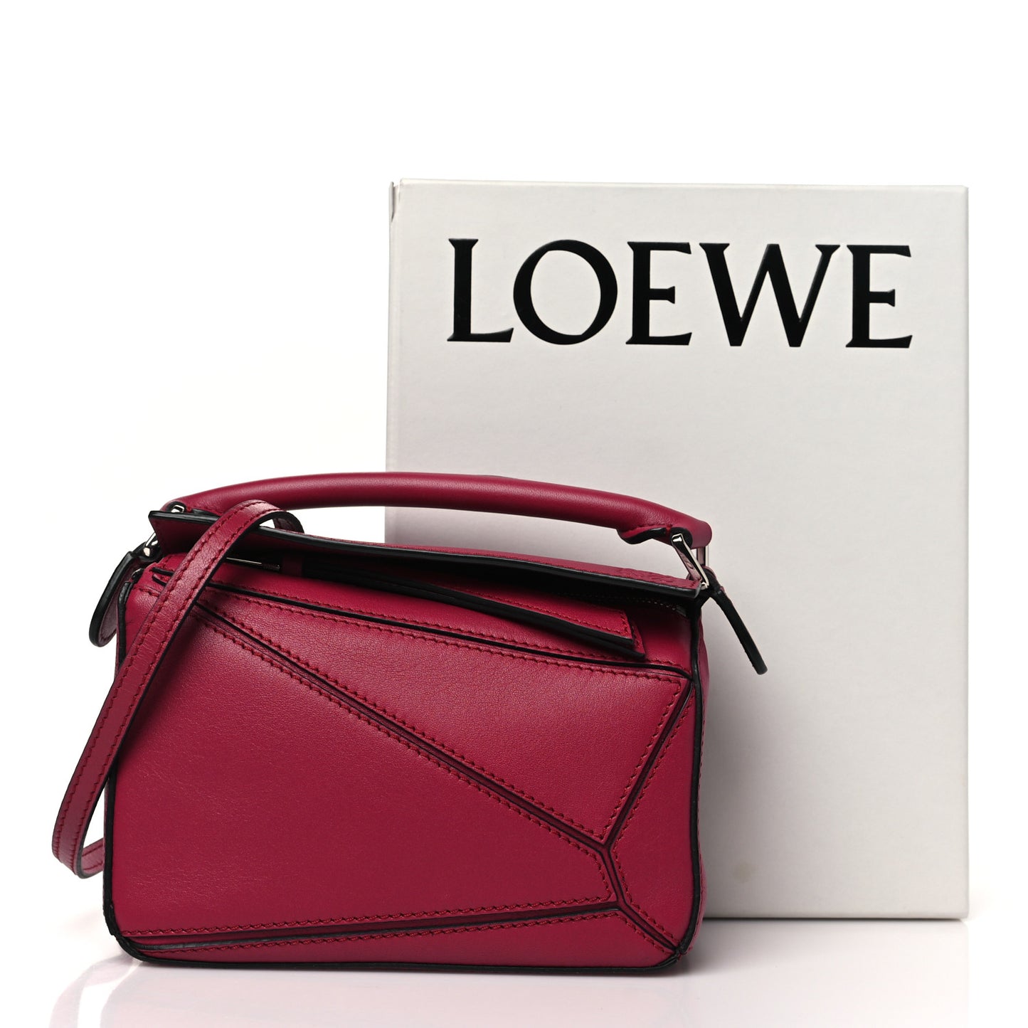 Calfskin Mini Puzzle Bag Raspberry