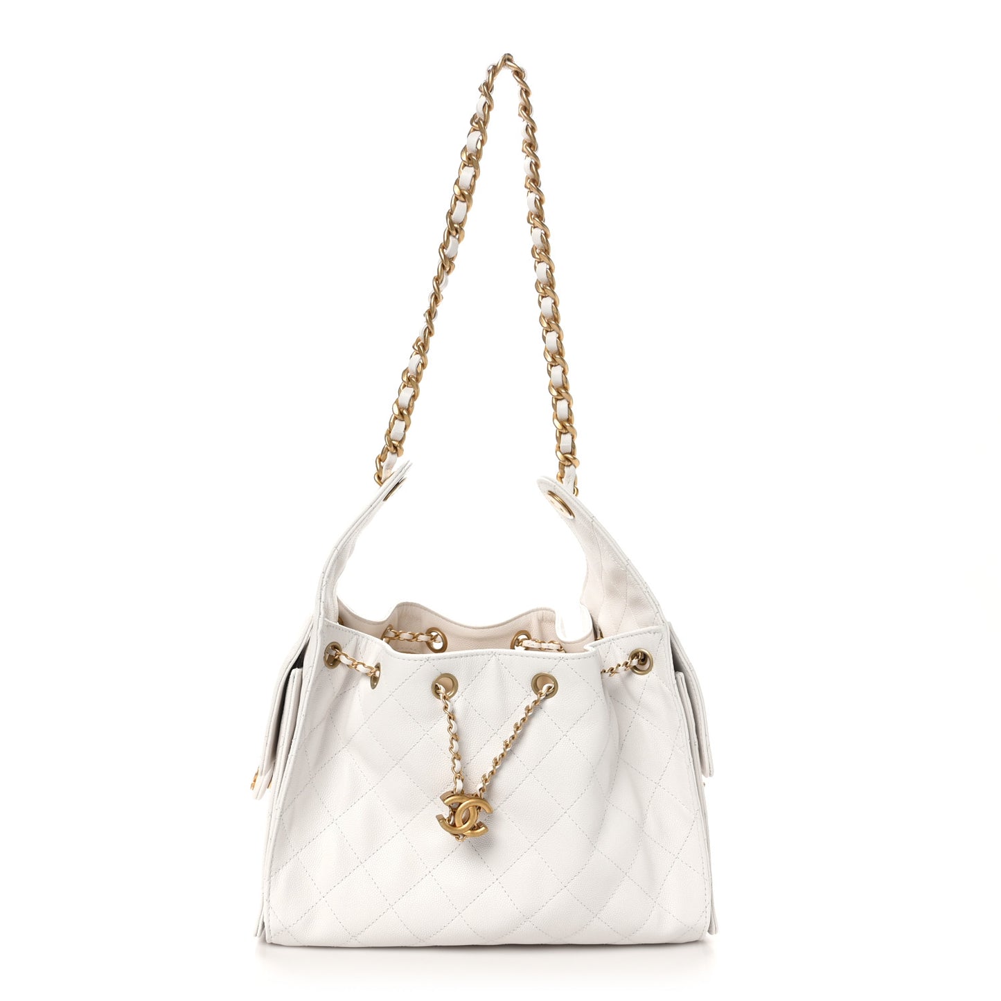 Caviar Quilted Small Chanel 25 Handbag White