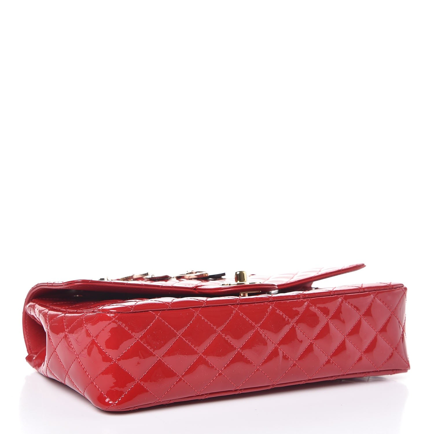 Chanel Patent Calfskin Quilted Valentine Charms Medium Single Flap Red 4 of 10