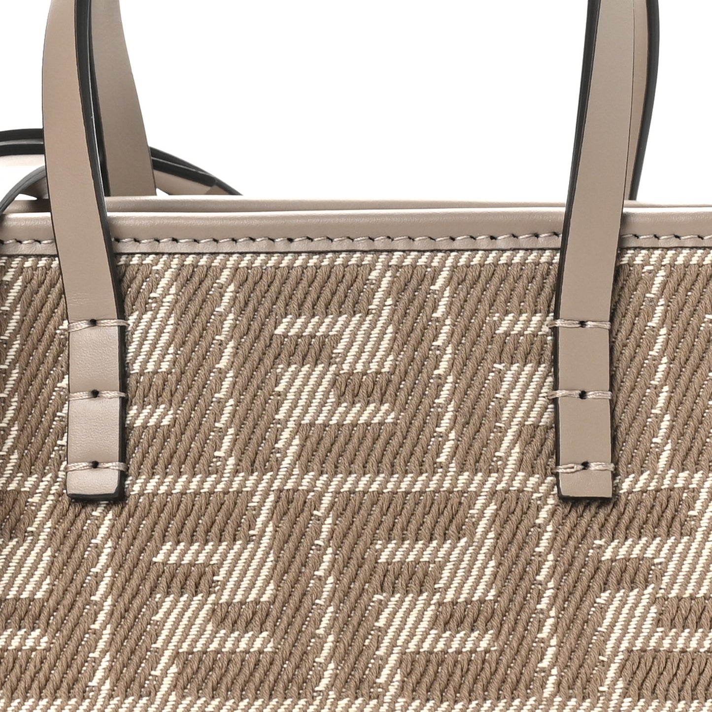Denim Jacquard FF Effect Vitello Grace Mini Roll Tote Dove White Dove