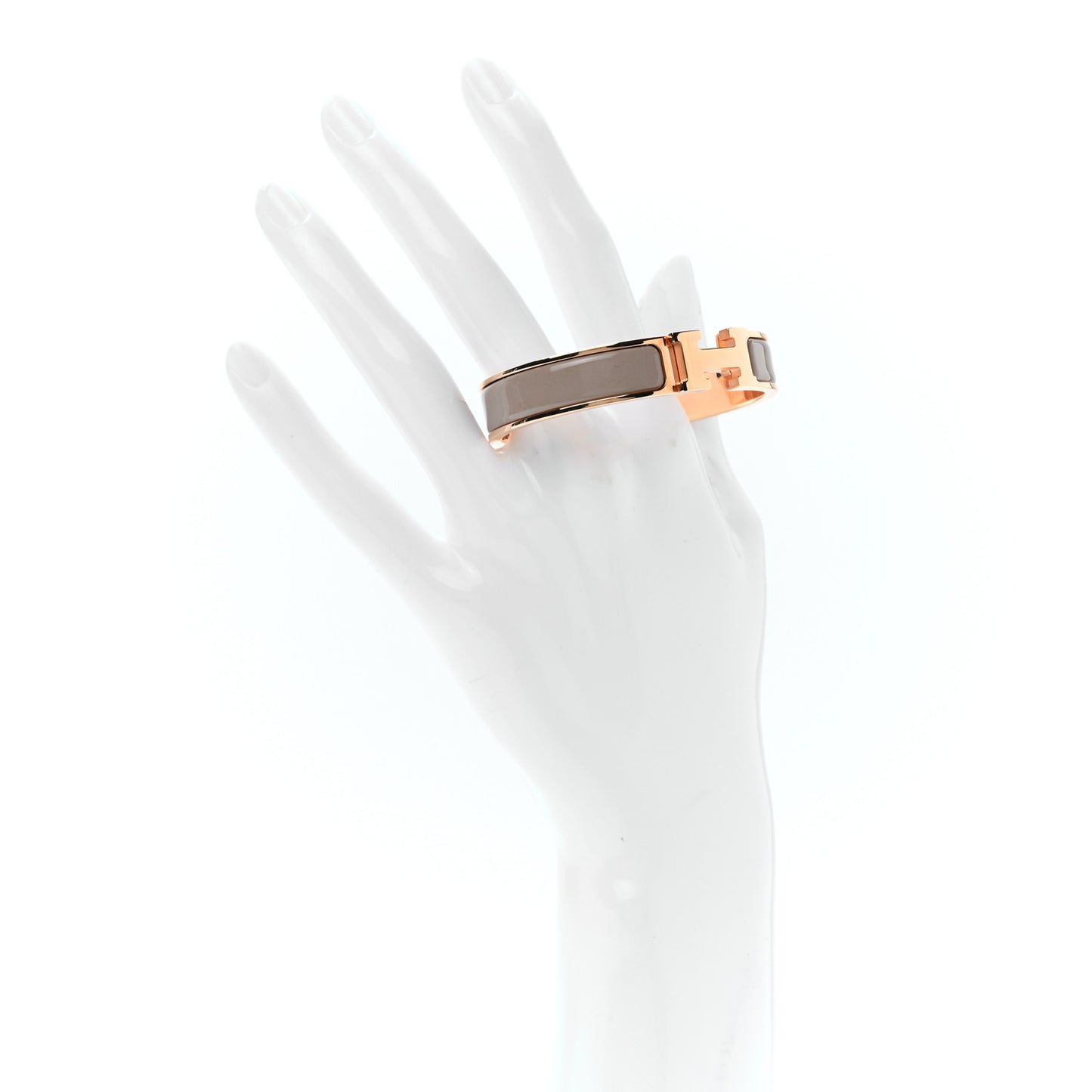 Enamel Clic Clac H Narrow Bracelet PM Marron Glace