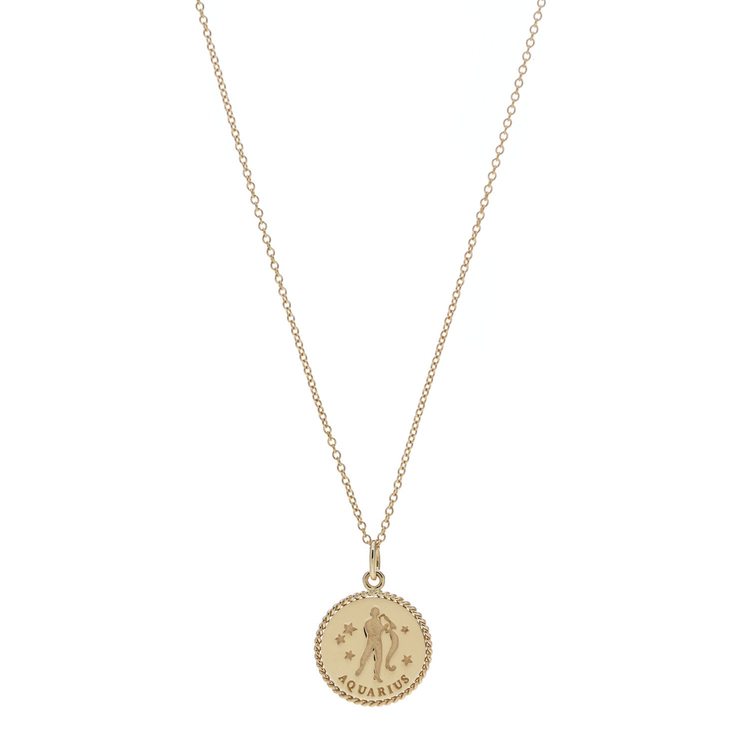 Tiffany 18K Yellow Gold Zodiac Aquarius Pendant Necklace 1 of 7