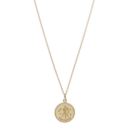 Tiffany 18K Yellow Gold Zodiac Aquarius Pendant Necklace 1 of 7