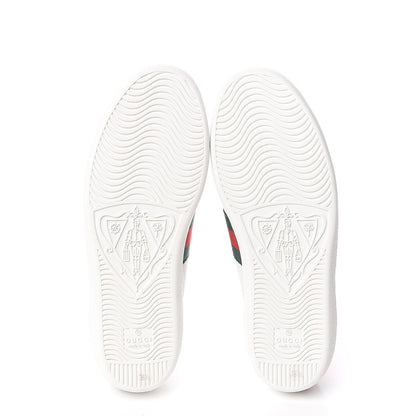 Gucci Calfskin Ayers Bee Embroidered Womens Ace Sneakers 36.5 White Green 5 of 9