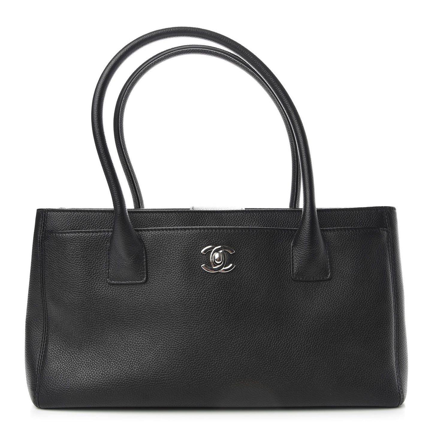 Calfskin Small Cerf Executive Shopper Tote Black