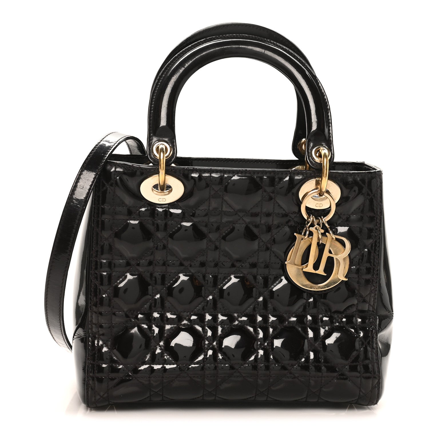 Christian Dior Patent Cannage Medium Lady Dior Dark Brown 1 of 11