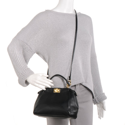 Fendi Nappa Mini Peekaboo Iconic Satchel Black 2 of 13
