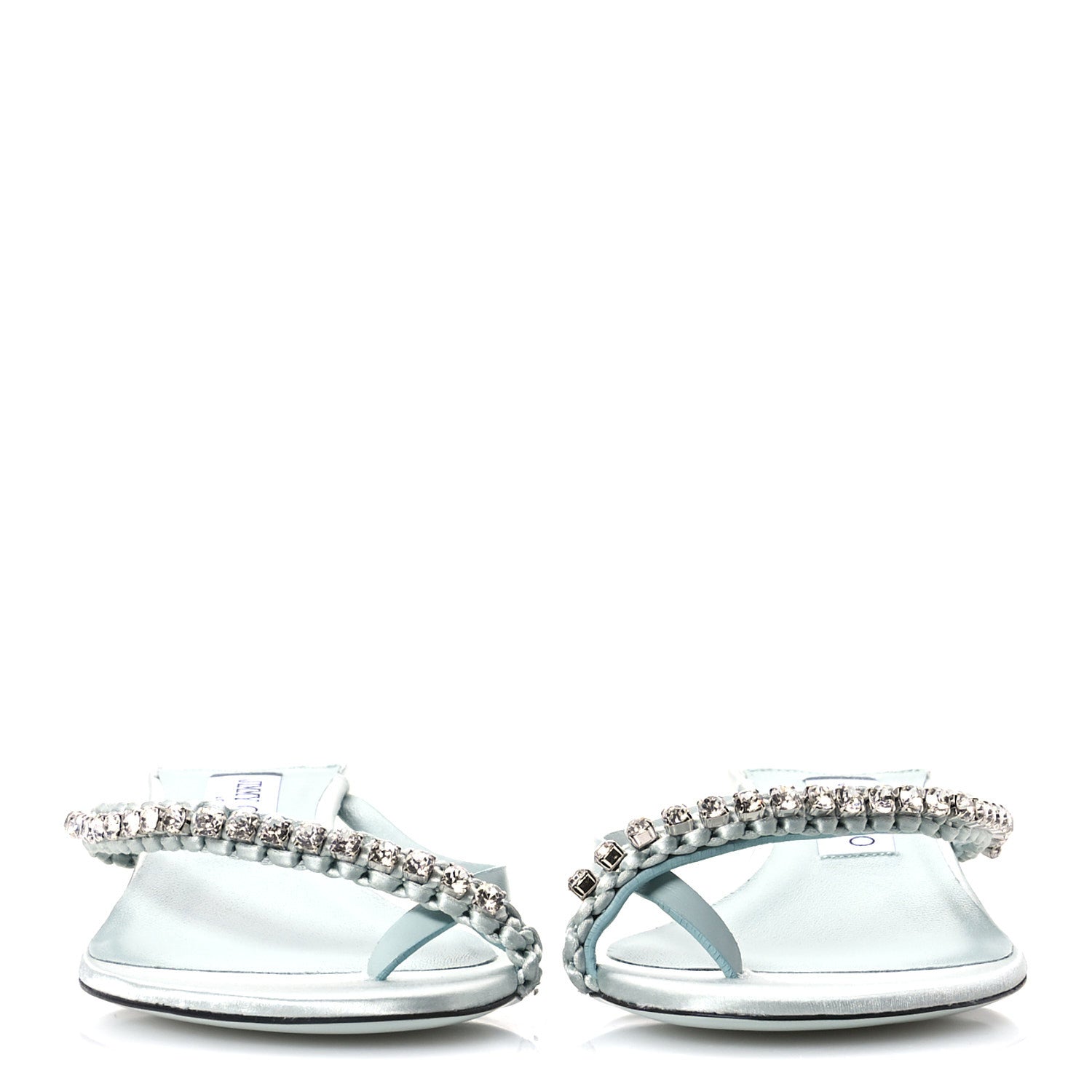 Jimmy Choo Satin Crystal Dila 35 Sandals 37.5 Light Verde 3 of 10