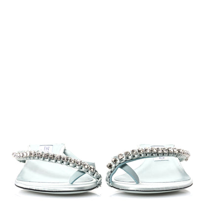 Jimmy Choo Satin Crystal Dila 35 Sandals 37.5 Light Verde 3 of 10