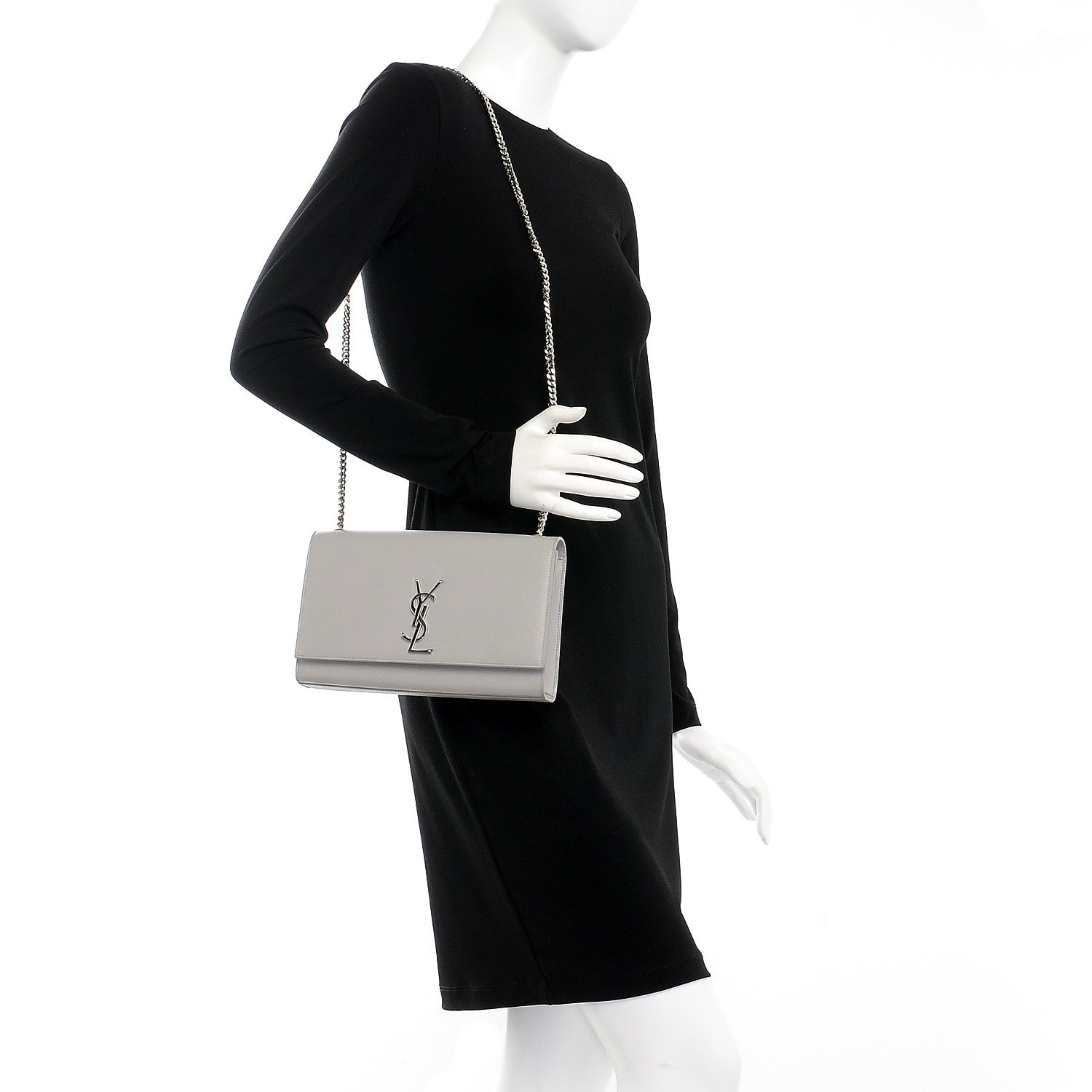 Saint Laurent Grain De Poudre Medium Classic Monogram Kate Satchel Souris 2 of 7