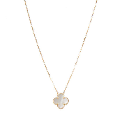 Van Cleef & Arpels 18K Yellow Gold Mother of Pearl Vintage Alhambra Pendant Necklace 1 of 5