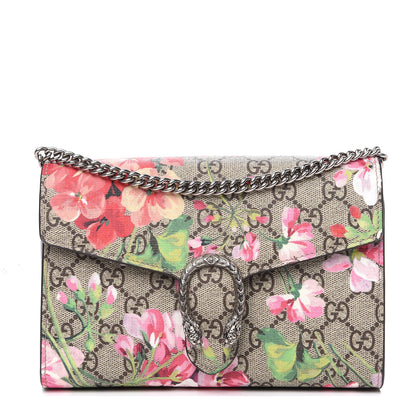 Gucci GG Supreme Monogram Blooms Mini Dionysus Chain Wallet Beige Multicolor Dry Rose 1 of 11