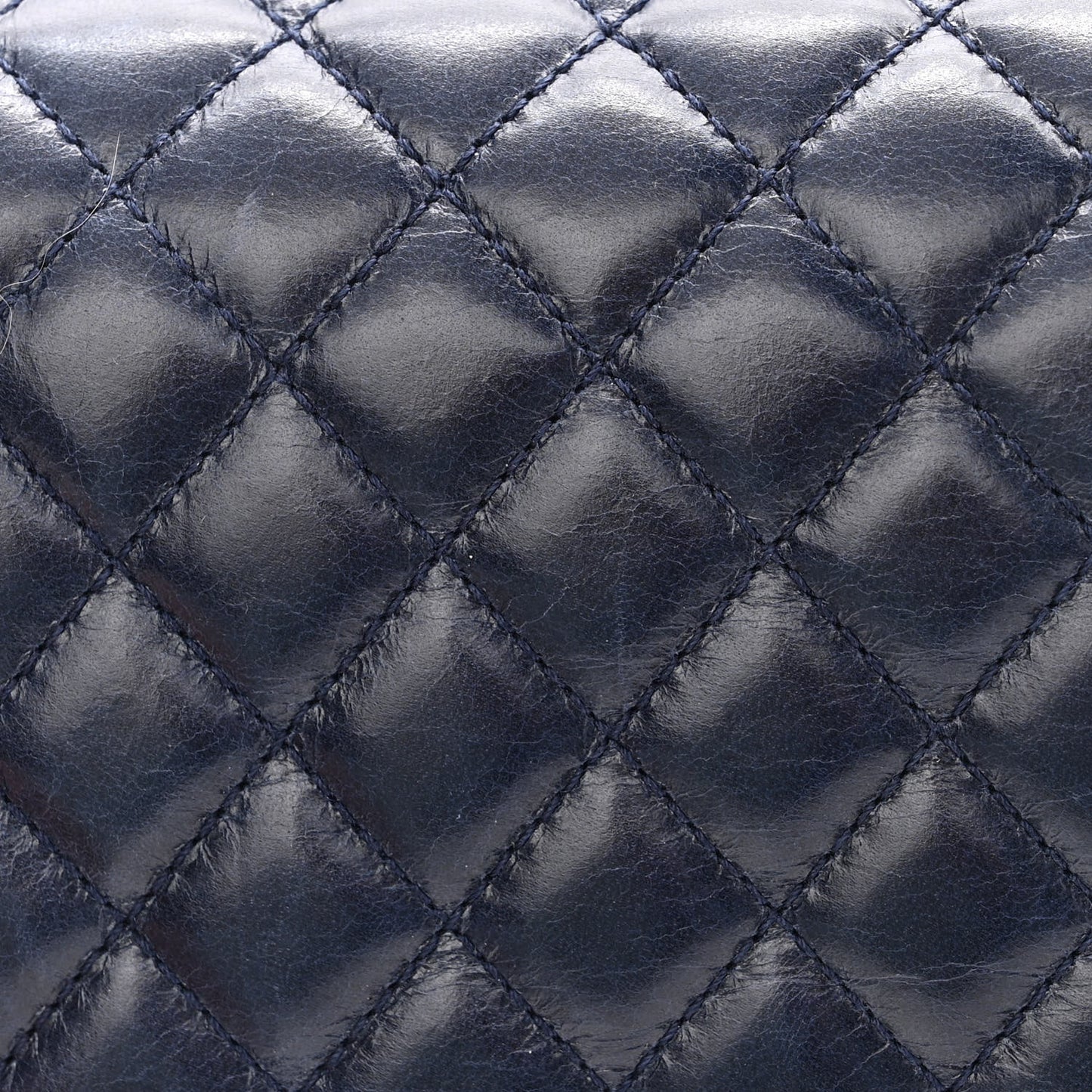 Glazed Calfskin Quilted Medium Boy Chained Flap Blue