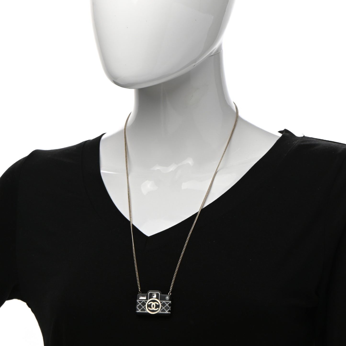 Resin Camera CC Necklace Black Gold