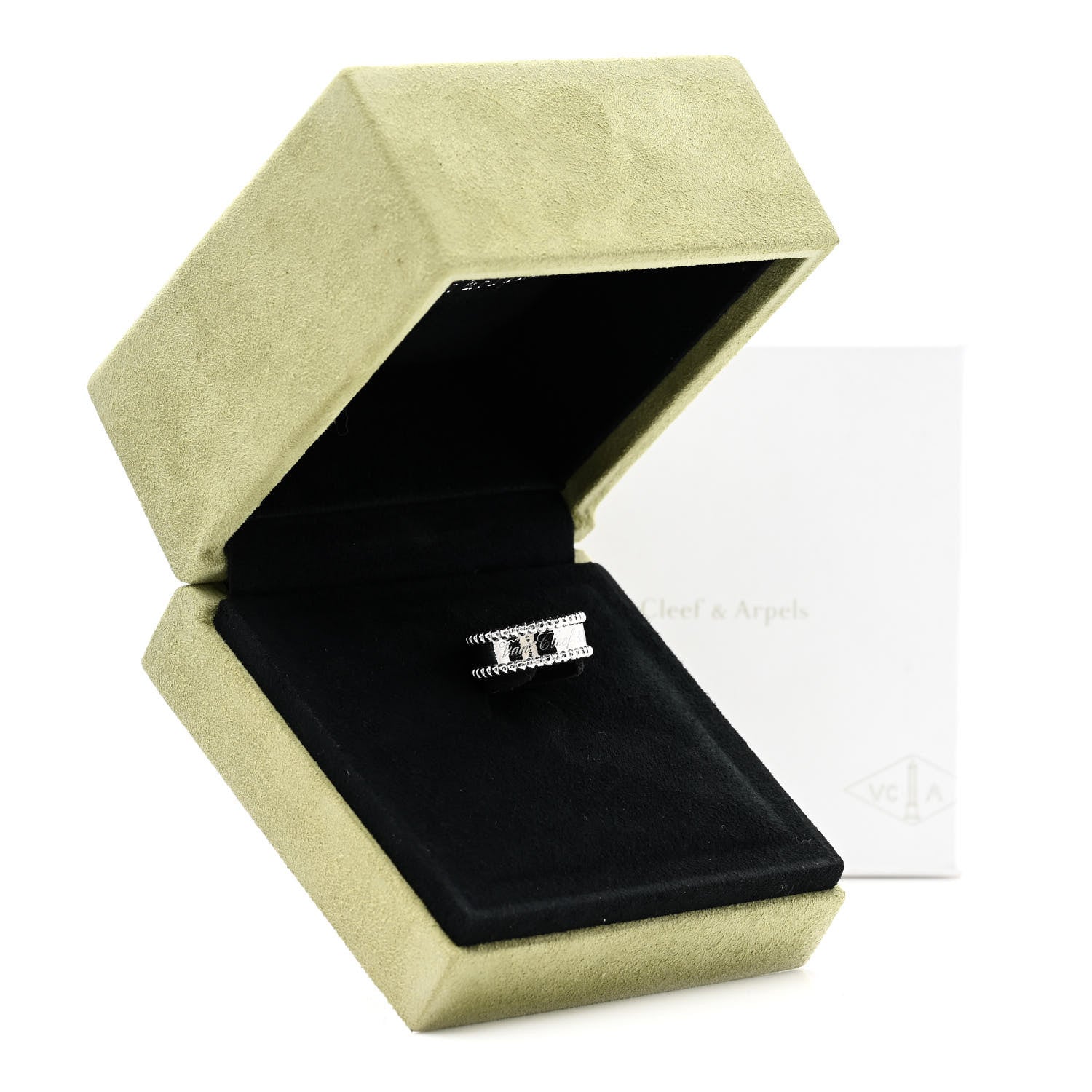 Van Cleef & Arpels 18K White Gold Perlee Signature Ring 53 6.5 8 of 8