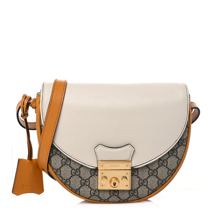 Gucci GG Supreme Monogram Calfskin Small Padlock Messenger Shoulder Bag Beige Mystic White Sun Oil 1 of 7
