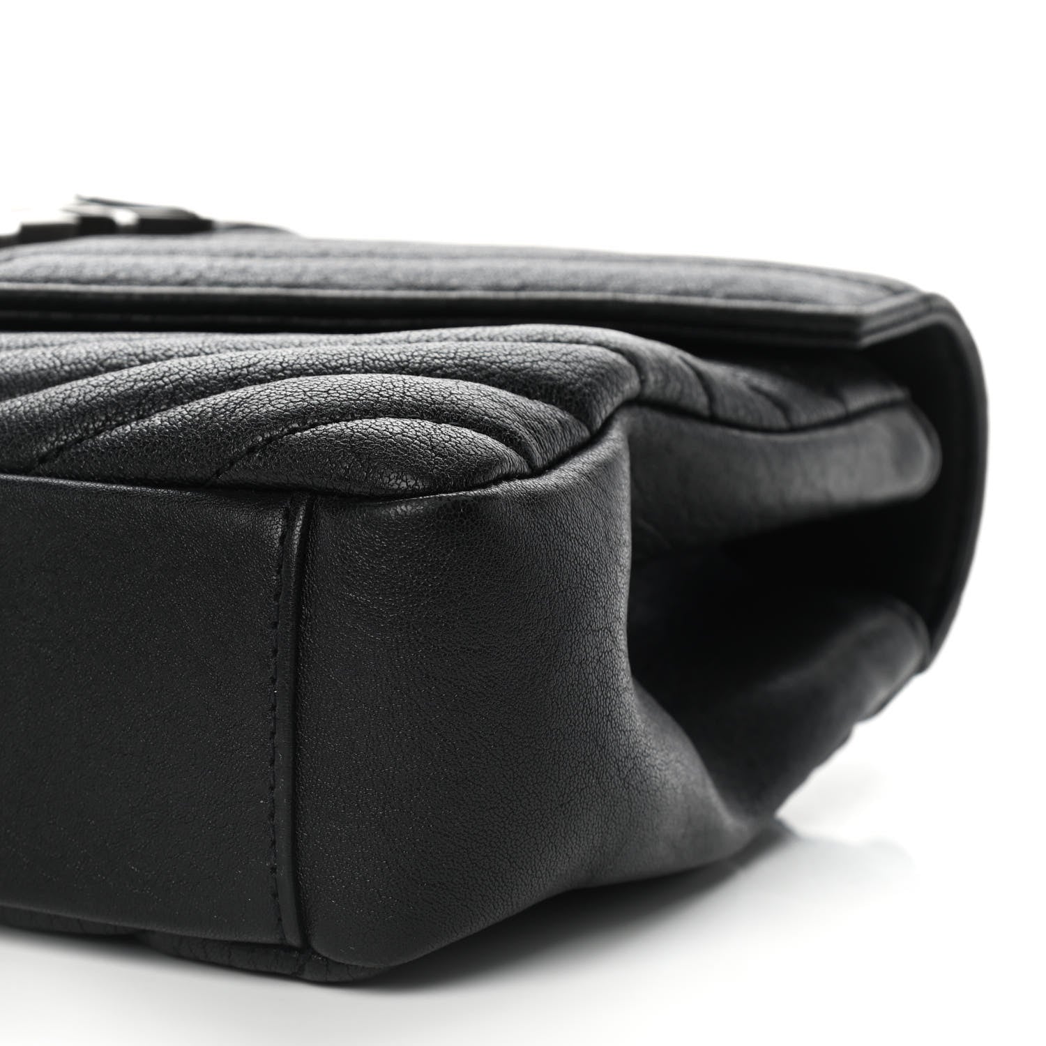 Saint Laurent Sheepskin Matelasse Chevron Monogram Medium College Bag Black 12 of 13