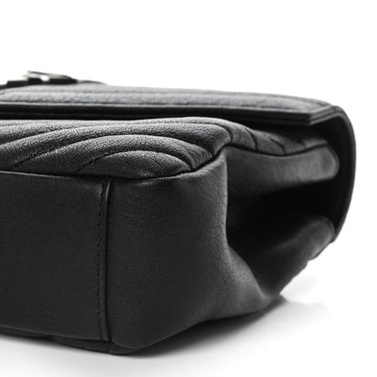 Saint Laurent Sheepskin Matelasse Chevron Monogram Medium College Bag Black 12 of 13