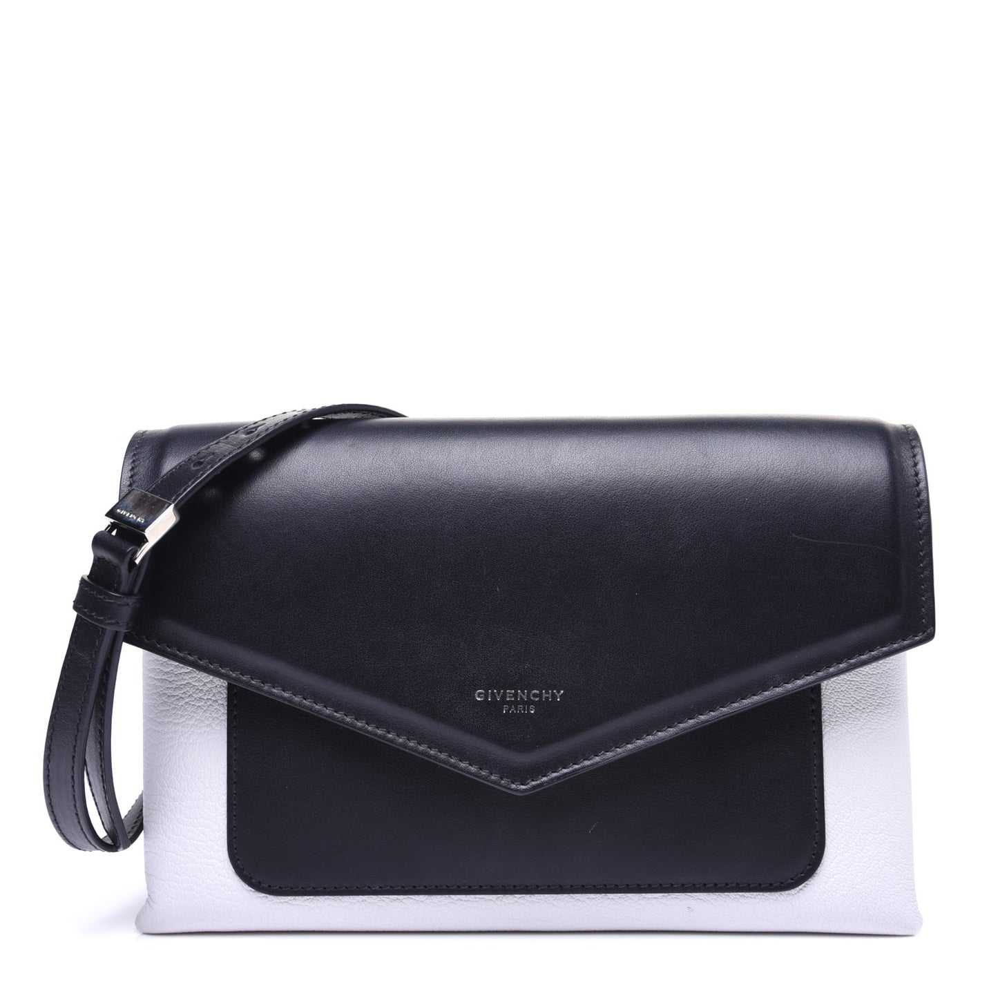 Calfskin Duetto Crossbody Bag White Black