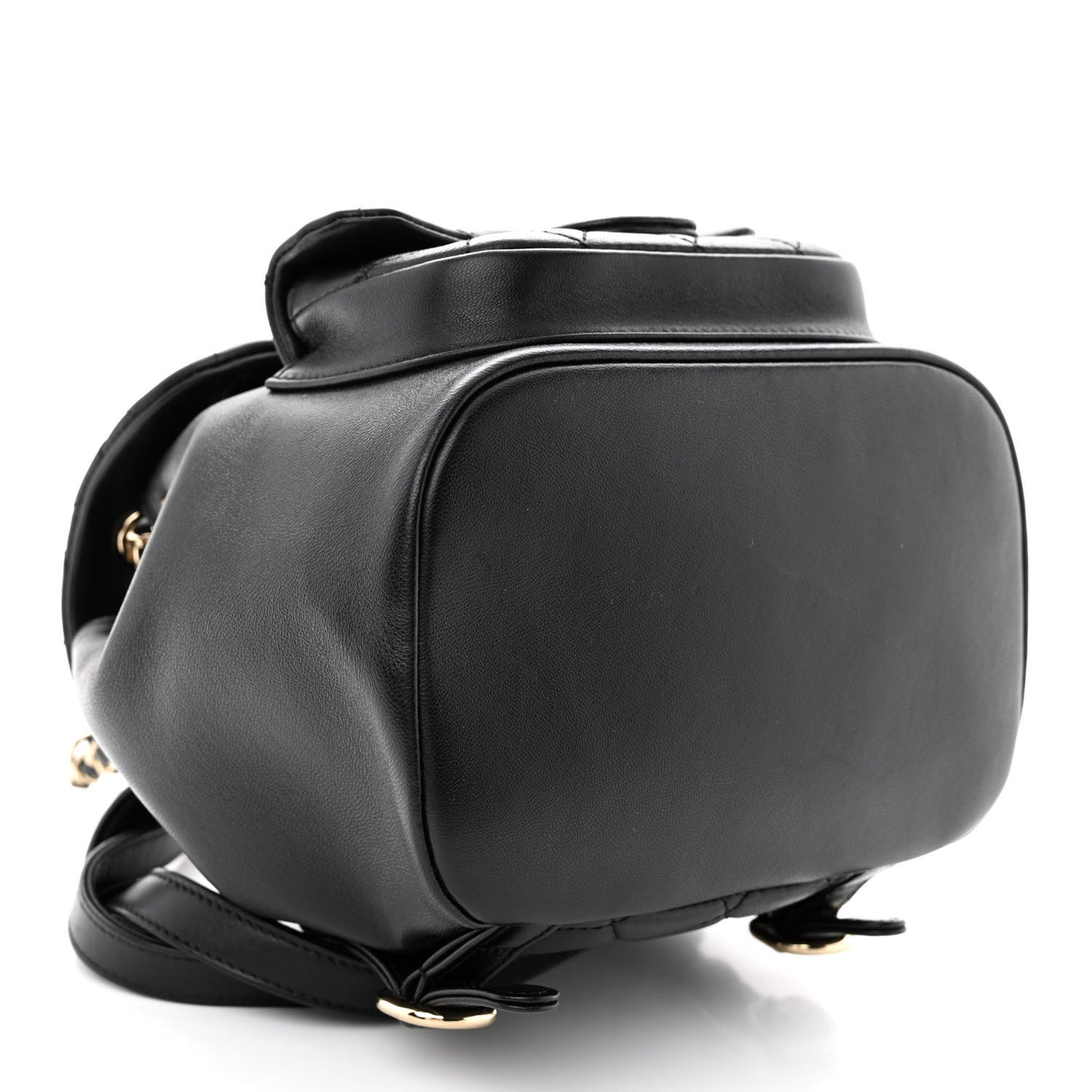 Lambskin Quilted Small Duma Drawstring Backpack Black