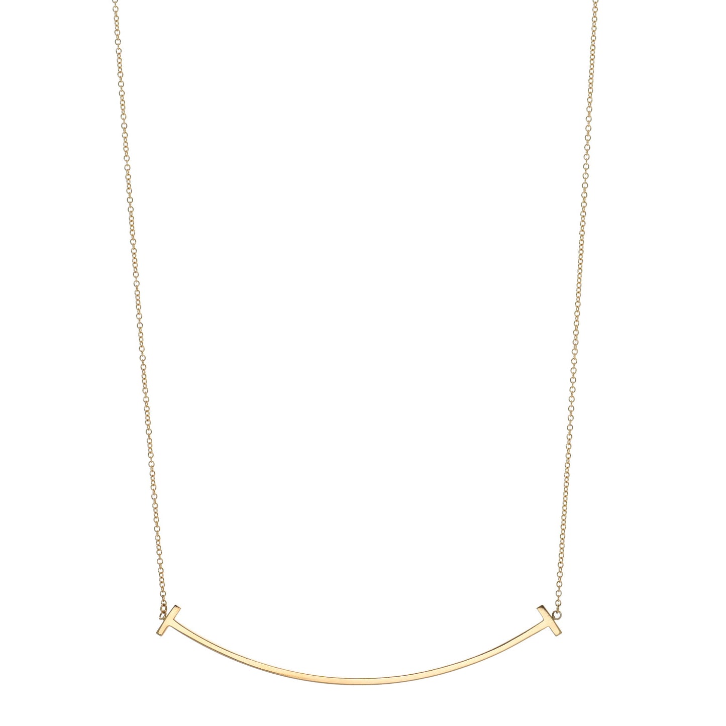 18K Yellow Gold Large T Smile Pendant Necklace