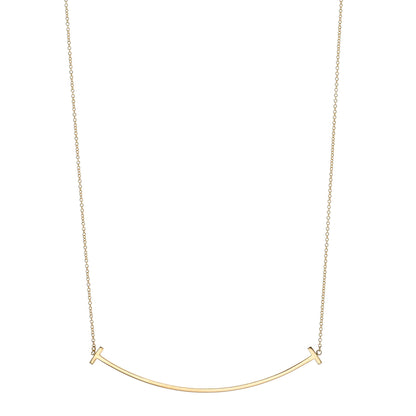 Tiffany 18K Yellow Gold Large T Smile Pendant Necklace 1 of 4