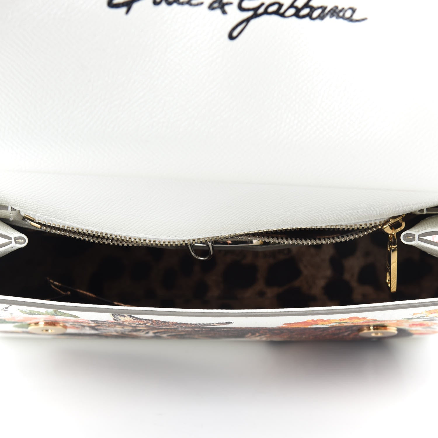 Dolce & Gabbana Dauphine Cat Print Medium Miss Sicily Satchel White Multicolor 5 of 12
