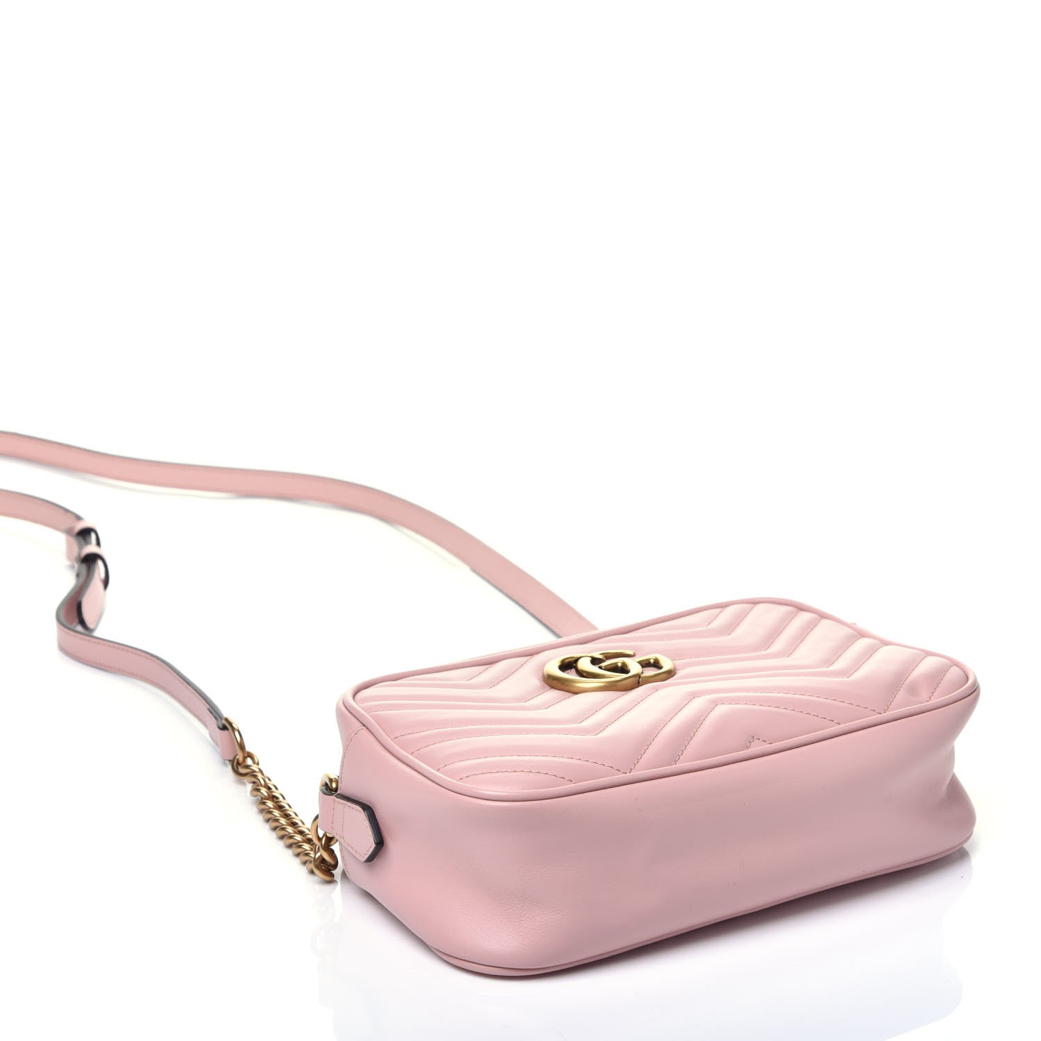 Gucci Calfskin Matelasse Small GG Marmont Chain Shoulder Bag Perfect Pink 4 of 9