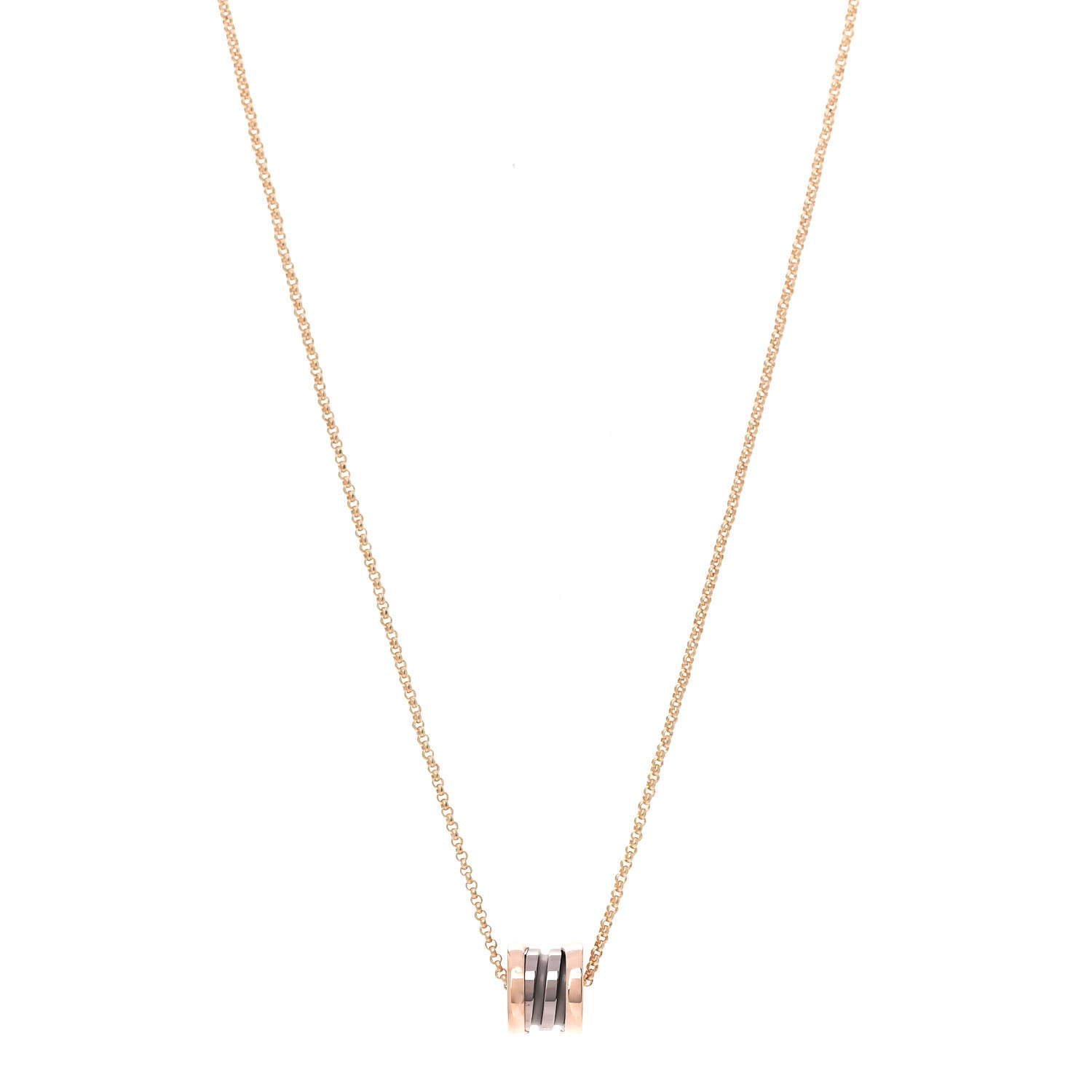 Bulgari 18K Rose Gold Cermet Small B.Zero1 Pendant Necklace 1 of 8