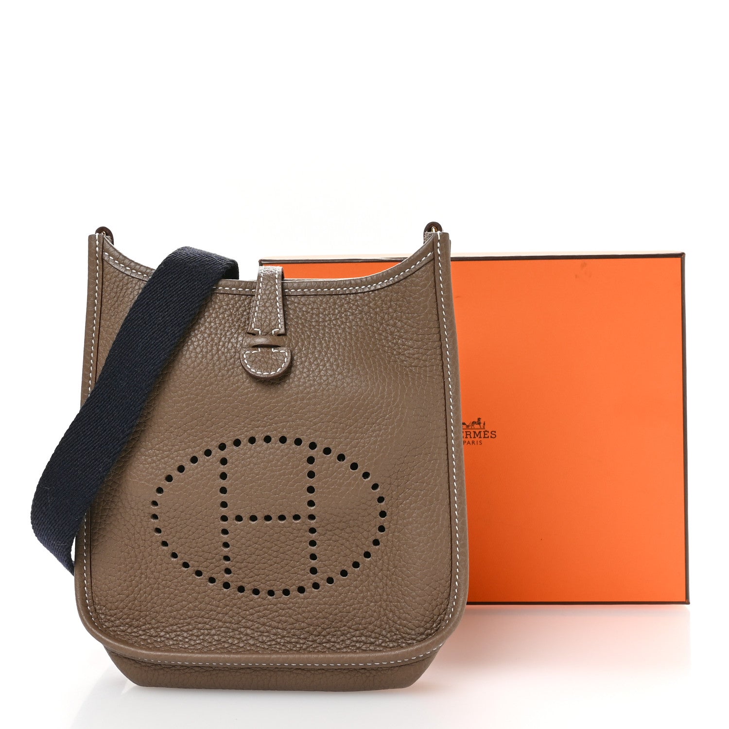Hermes Taurillon Clemence Amazone Evelyne TPM Etoupe Bleu Indigo 11 of 11