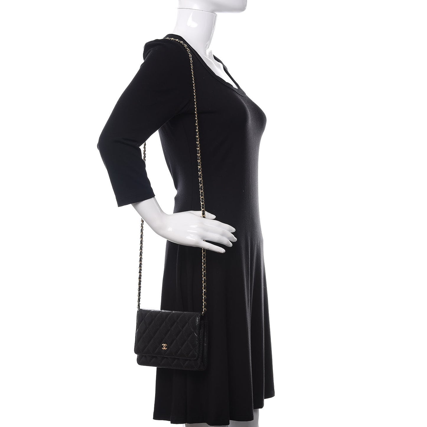 Caviar Quilted Wallet On Chain WOC Black