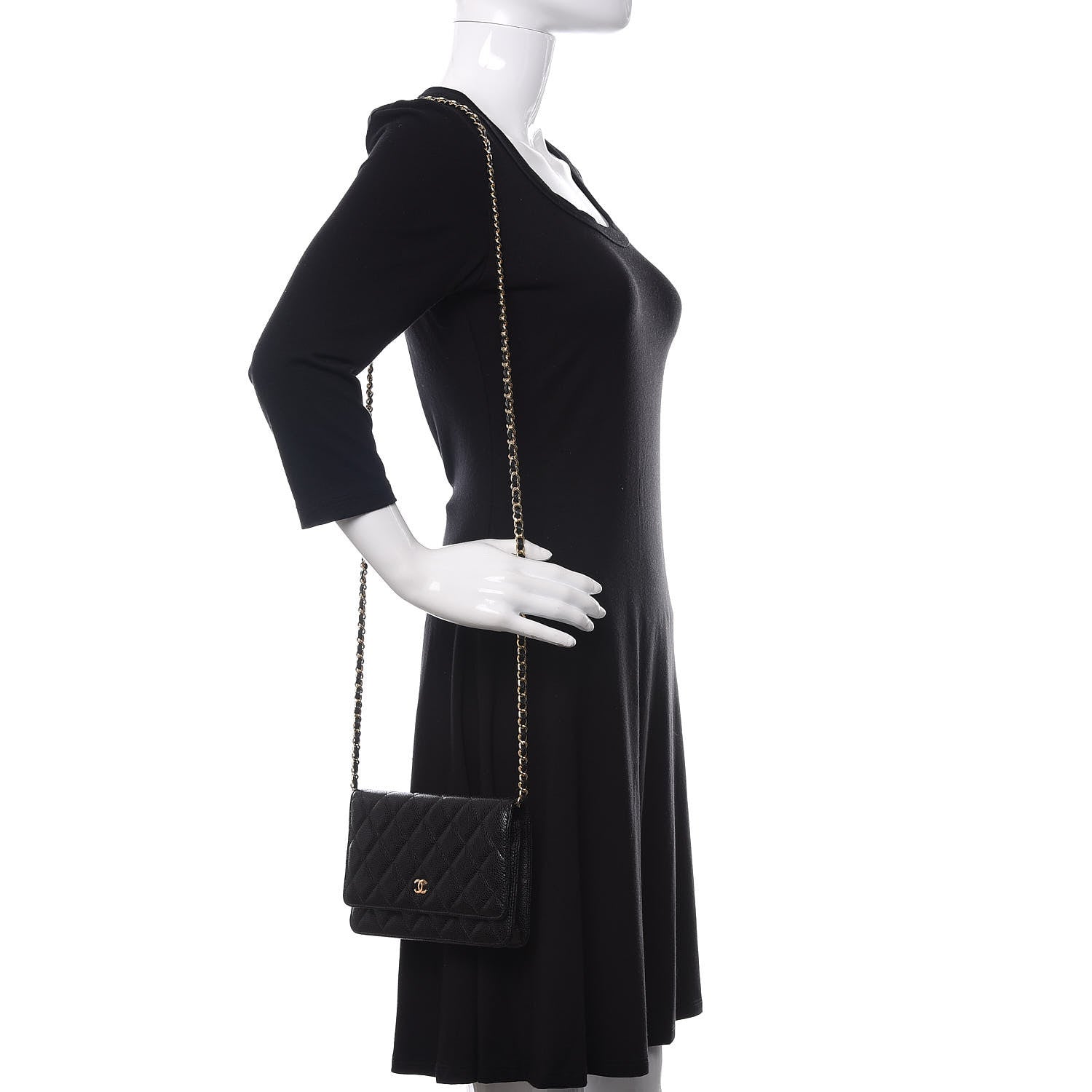 Chanel Caviar Quilted Wallet On Chain WOC Black 2 of 12
