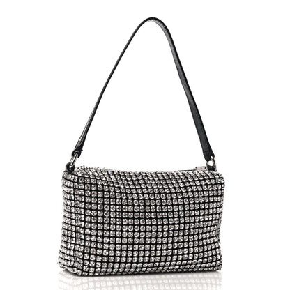 Alexander Wang Mesh Crystal Rhinestone Mini Heiress Pouch Black Silver 2 of 11