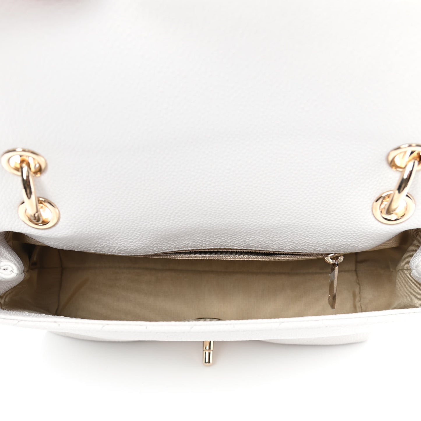 Caviar Quilted Small City Walk Flap White