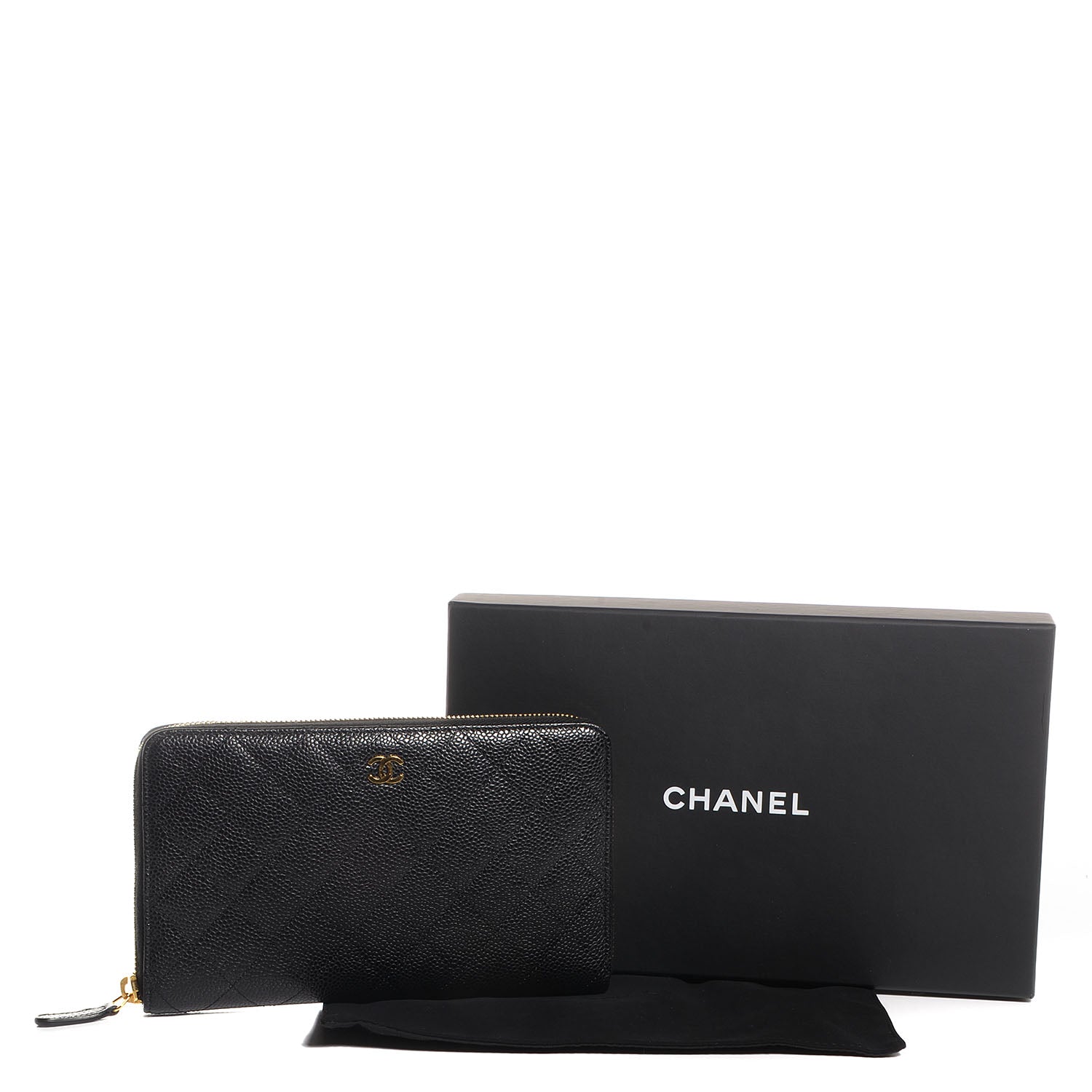 Chanel Caviar Quilted Large Zip Around Wallet Black 5 of 9