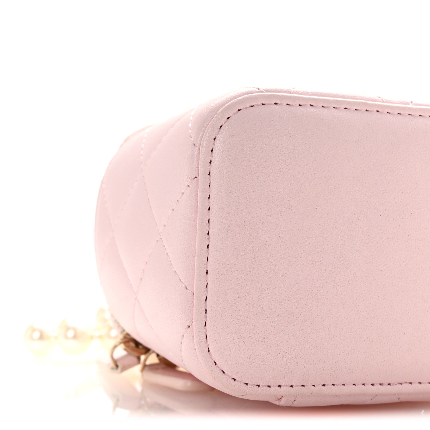 Chanel Lambskin Quilted Mini Vanity Case With Pearl Chain Light Pink 9 of 10