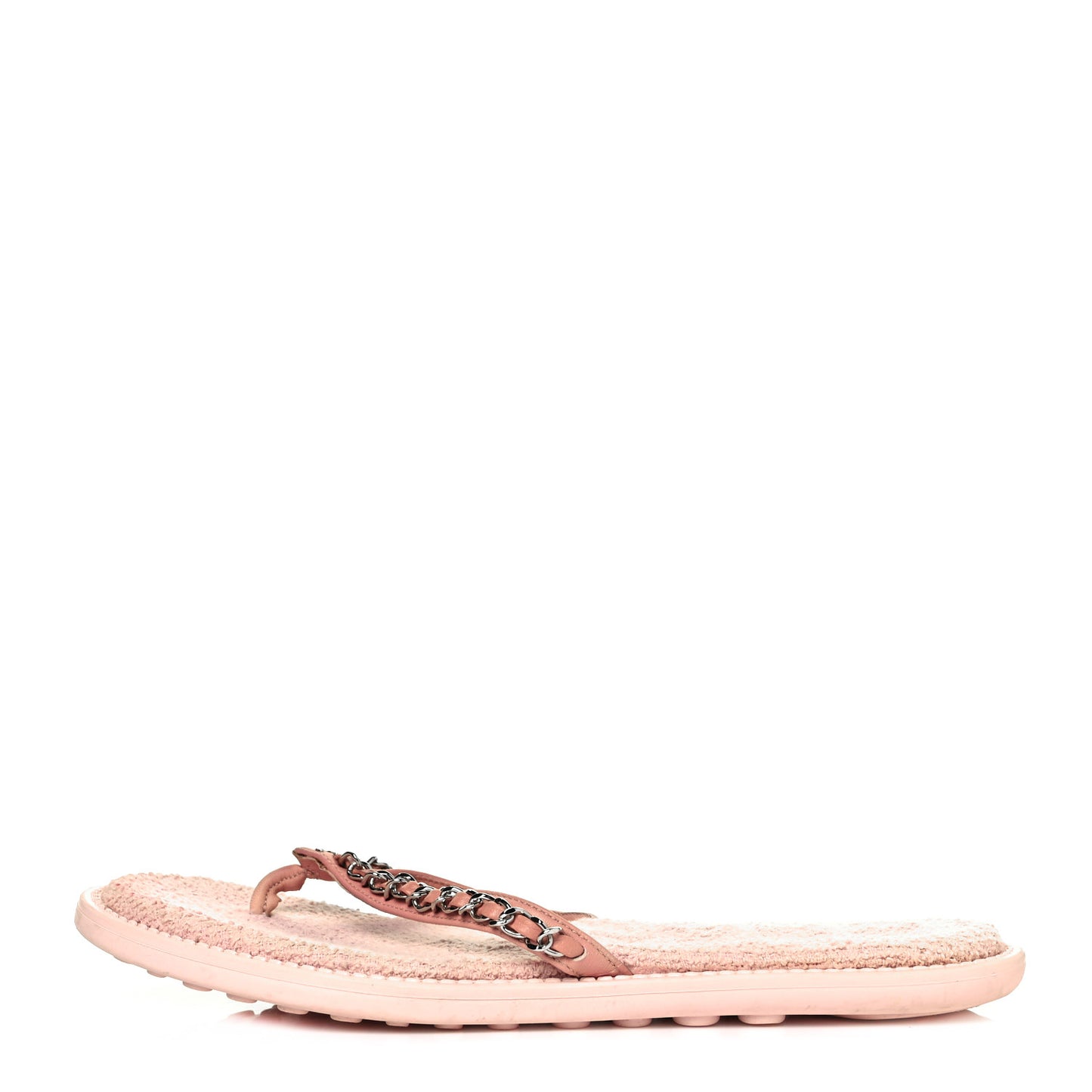 Calfskin CC Chain Thong Sandals 38 Pink