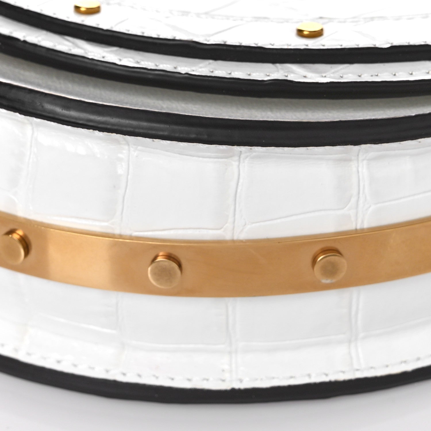 Chloe Calfskin Crocodile Embossed Small Nile Bracelet Minaudiere Bag White 8 of 10