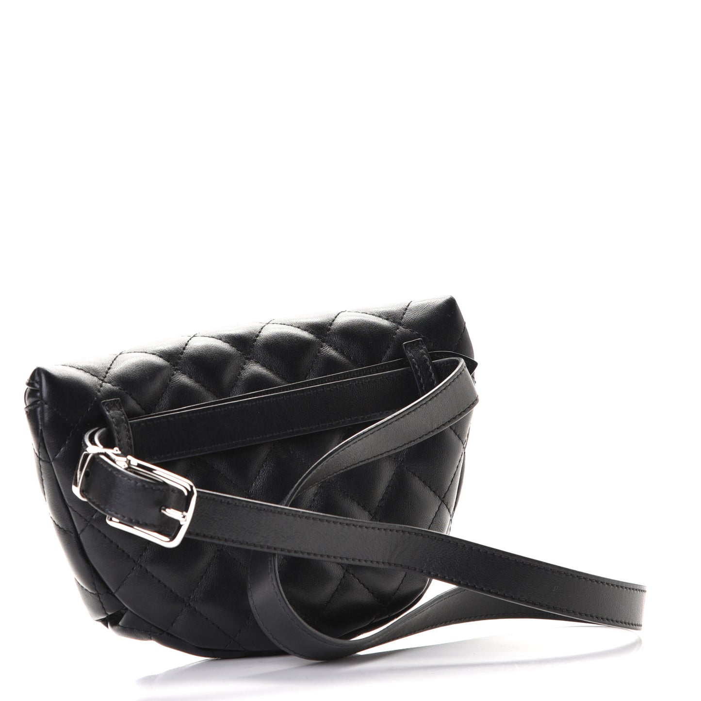 Lambskin Quilted Waist Belt Bag Black