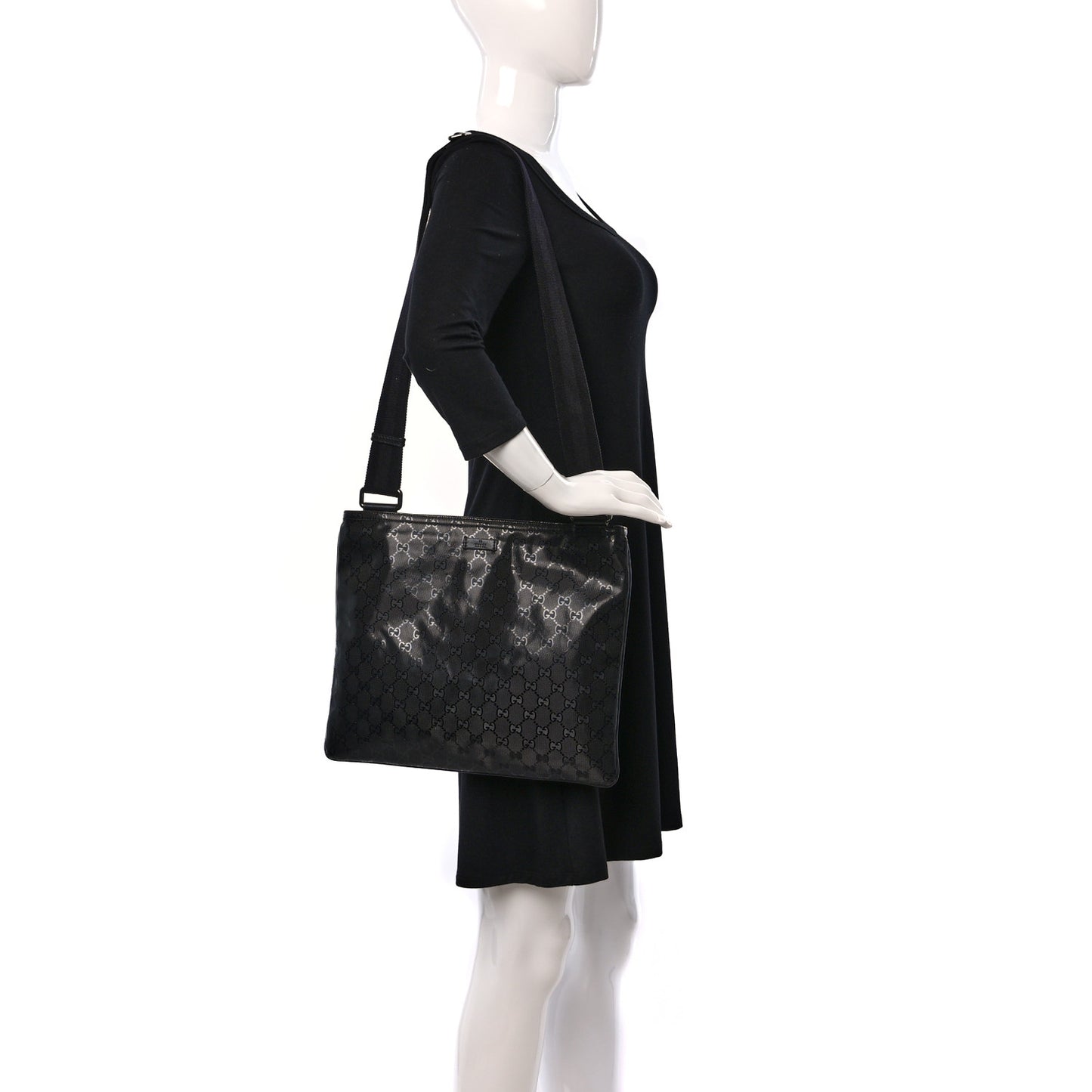 Imprime Monogram Medium Flat Messenger Bag Black