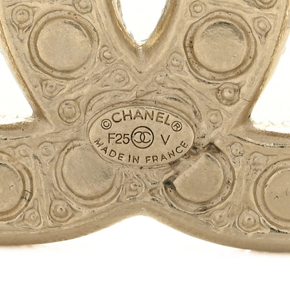 Chanel Metal Crystal Graduated Pearl CC Brooch Gold 3 of 4