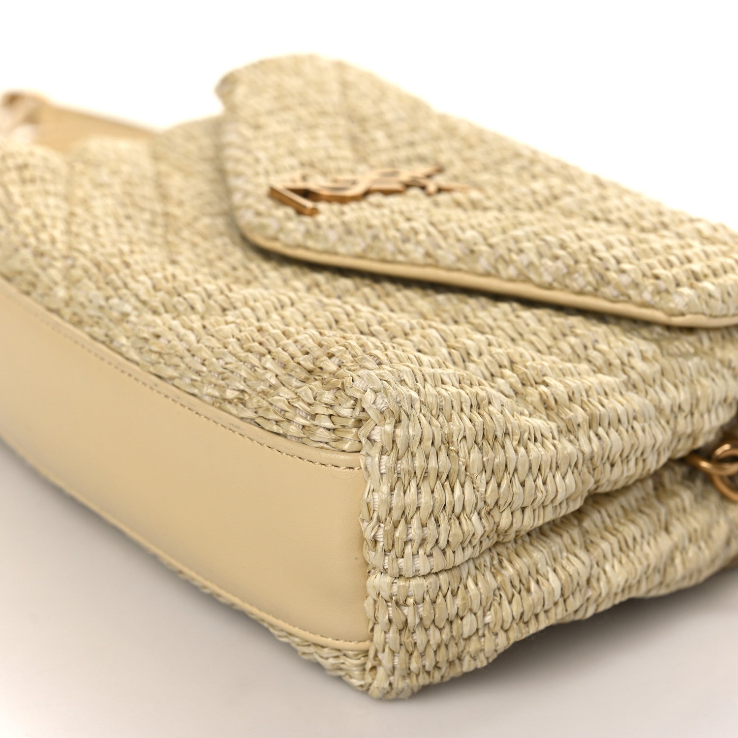 Saint Laurent Raffia Monogram Toy Loulou Chain Satchel Naturale 8 of 8