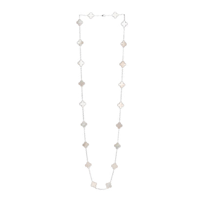 Van Cleef & Arpels 18K White Gold Mother of Pearl 20 Motifs Vintage Alhambra Necklace 3 of 7