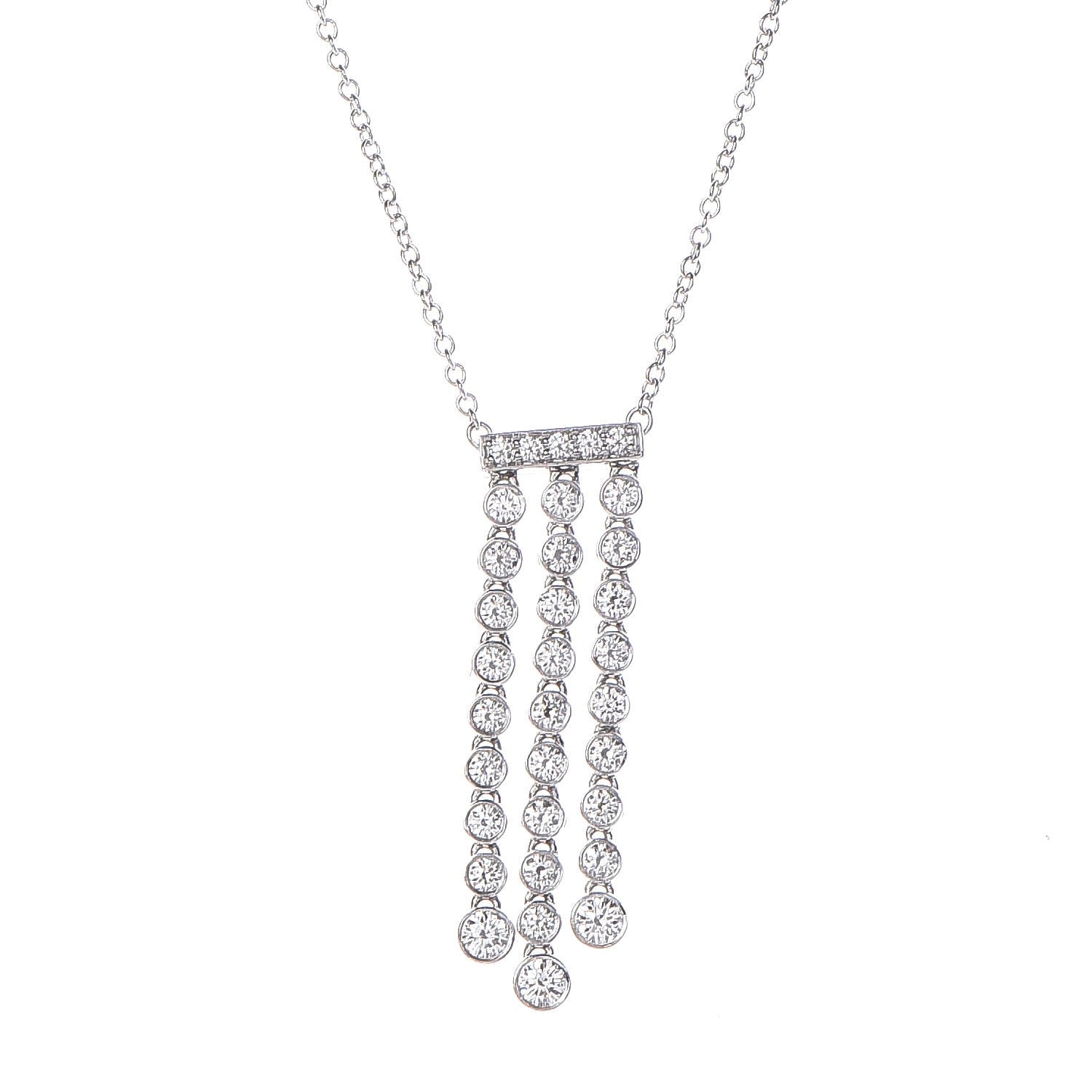 Tiffany Platinum Diamond Jazz Triple Drop Pendant Necklace 4 of 7