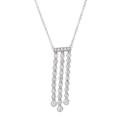 Tiffany Platinum Diamond Jazz Triple Drop Pendant Necklace 4 of 7