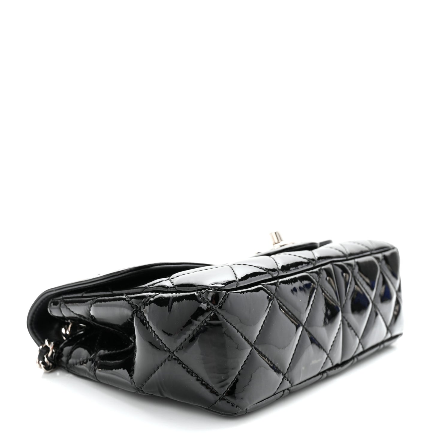 Patent Quilted Small Coco Shine Flap Black
