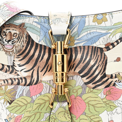 Gucci New Shangai Calfskin Tiger Savanah Small Jackie 1961 Hobo Chalky White Multicolor 8 of 13