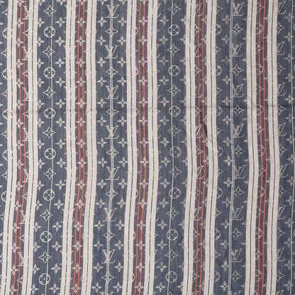 Louis Vuitton Silk Wool Monogram Mattress Stripes Shawl Blue Jean 1 of 5